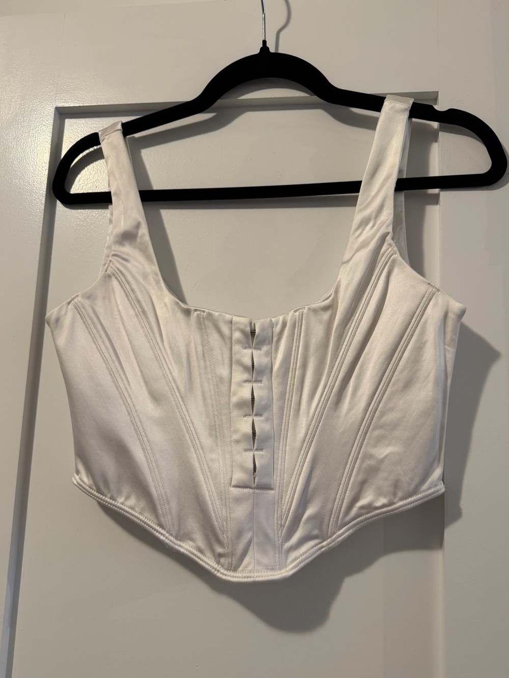 White Fox Corset in a White Satin
